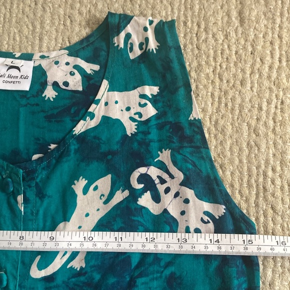 Vintage Bali Moon Kidz Girls Batik Gecko Lizard Dress Large 12-14 90's Y2K - Picture 9 of 12